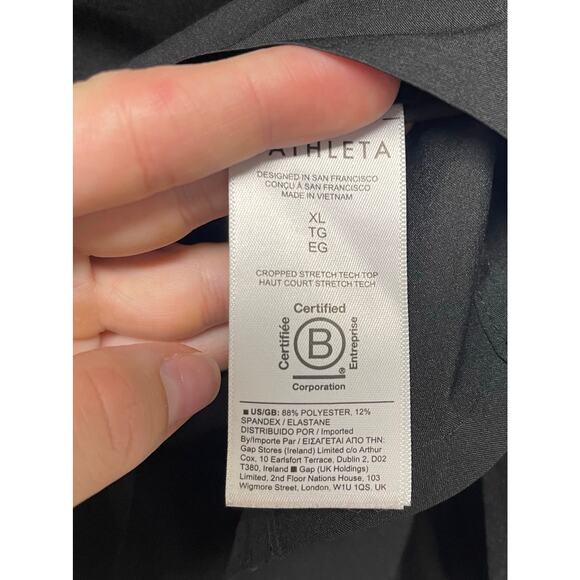 Athleta Cropped Stretch Tech Top Long sleeve button front black size XL - Picture 6 of 6